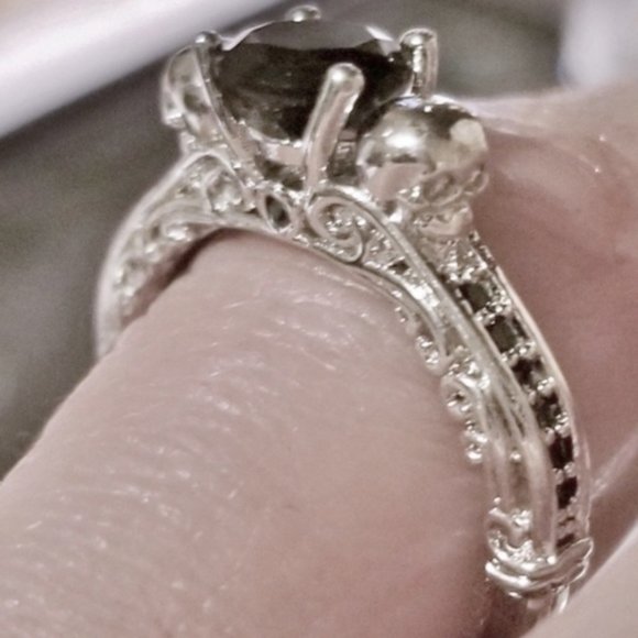 Detailed Goth Biker Skull Engagement Ring - Picture 2 of 8